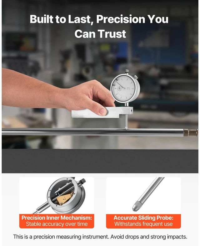 Alt view image 3 of 7 - Dial Test Indicator with Metal Base, 0.001 inch Accuracy, 0-1 inch Range, Easy to Read Large Dial, Professional for Narrow Area Measurement, Industrial Machining & Inspection, Precision Testing