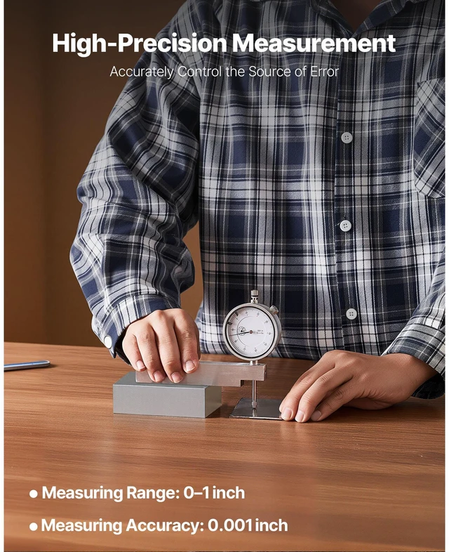 Alt view image 6 of 7 - Dial Test Indicator with Metal Base, 0.001 inch Accuracy, 0-1 inch Range, Easy to Read Large Dial, Professional for Narrow Area Measurement, Industrial Machining & Inspection, Precision Testing