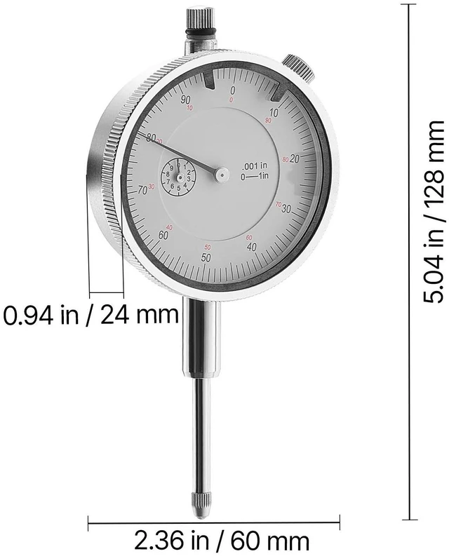 Alt view image 2 of 7 - Dial Test Indicator, 0.001 inch Accuracy, 0-1 inch Measuring Range, Easy to Read Large Dial, Professional for Internal Diameter Measurement, Runout Detection, Flatness Inspection
