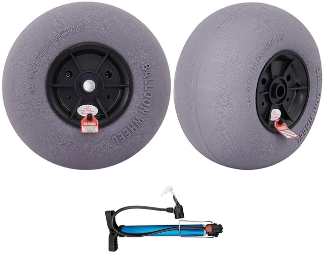 Main image of Beach Balloon Wheels, 13" Replacement Sand Tires, TPU Cart Tires for Kayak Dolly, Canoe Cart and Buggy w/Free Air Pump, 2-Pack