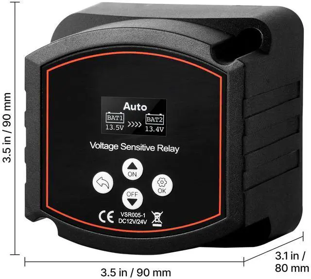 Alt view image 4 of 7 - Dual Battery Isolator Kit, 12V 300 Amp 20 ft 2AWG, Manual and Automatic VSR Voltage Sensitive Relay with Voltmeter, LCD Screen, Smart Battery Isolator, Compatible with Lithium Batteries, for UTV