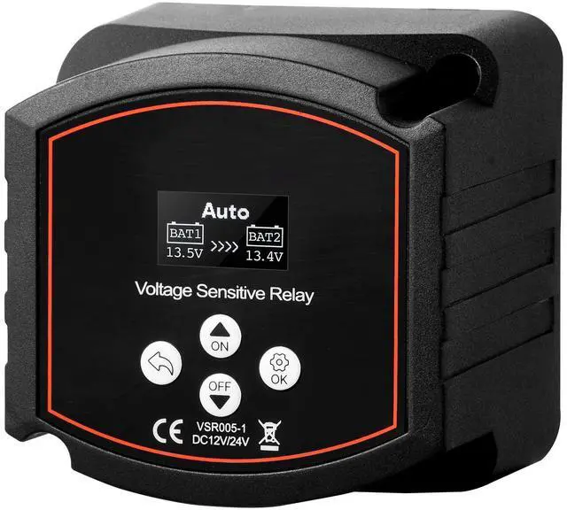Alt view image 5 of 7 - Dual Battery Isolator Kit, 12V 300 Amp 20 ft 2AWG, Manual and Automatic VSR Voltage Sensitive Relay with Voltmeter, LCD Screen, Smart Battery Isolator, Compatible with Lithium Batteries, for UTV