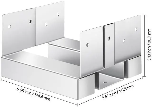 Alt view image 5 of 7 - 10 Pcs 6x6 Post Base Bracket Post Anchor for Concrete Inner Size 5.49x5.57 in