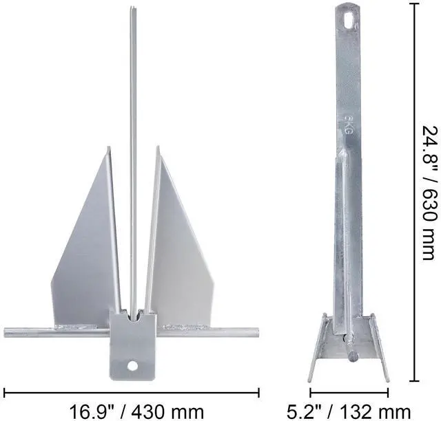 Alt view image 4 of 7 - Fluke Style Anchor Kit, 13 LBS Hot-Dipped Galvanized Steel Fluke Anchor with 7.9' Chain, 101' Rope and Two 0.4" Shackles, Marine Boat Anchor for Small Vessels Under 30', Seas, Rivers and Shores