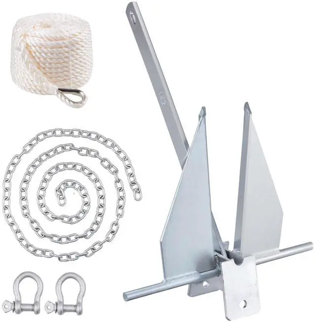 Main image of Fluke Style Anchor Kit, 13 LBS Hot-Dipped Galvanized Steel Fluke Anchor with 7.9' Chain, 101' Rope and Two 0.4" Shackles, Marine Boat Anchor for Small Vessels Under 30', Seas, Rivers and Shores