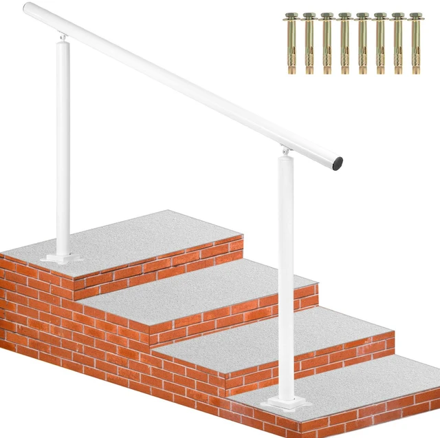 Main image of Outdoor Stair Railing Kit, 5 FT Handrails 0-5 Steps, Adjustable Angle White Aluminum Stair Hand Rail for The Elderly, Handrails for Outdoor Steps