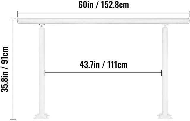 Alt view image 4 of 7 - Outdoor Stair Railing Kit, 5 FT Handrails 0-5 Steps, Adjustable Angle White Aluminum Stair Hand Rail for The Elderly, Handrails for Outdoor Steps