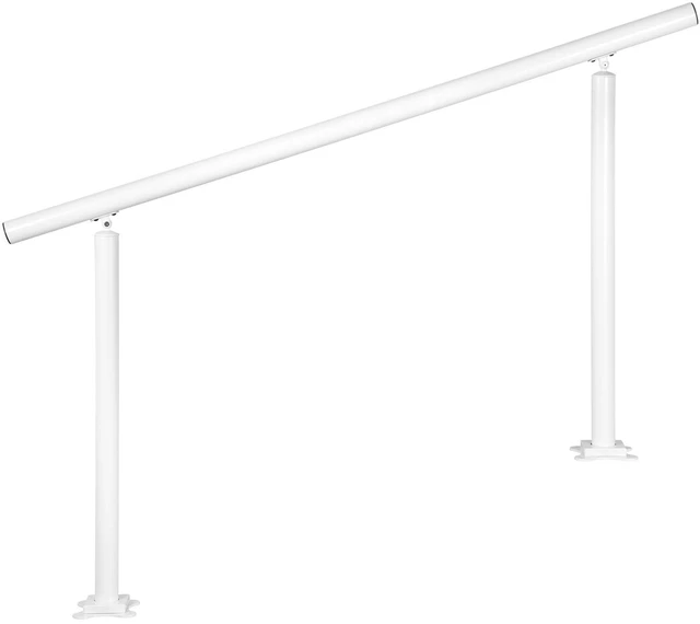 Alt view image 5 of 7 - Outdoor Stair Railing Kit, 5 FT Handrails 0-5 Steps, Adjustable Angle White Aluminum Stair Hand Rail for The Elderly, Handrails for Outdoor Steps
