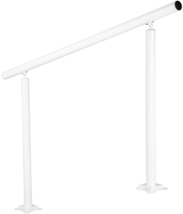 Alt view image 7 of 7 - Outdoor Stair Railing Kit, 5 FT Handrails 0-5 Steps, Adjustable Angle White Aluminum Stair Hand Rail for The Elderly, Handrails for Outdoor Steps