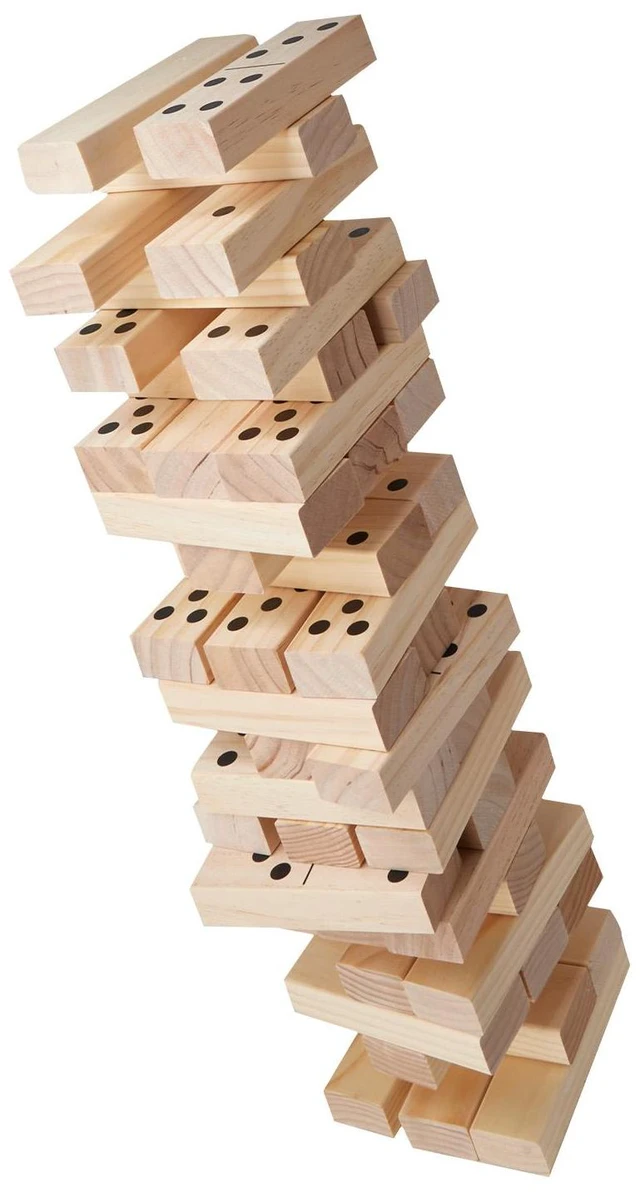 Alt view image 7 of 7 - Tumbling Timber Toy 54 Blocks Large Tumble Tower Blocks Game Pine Wood Bag