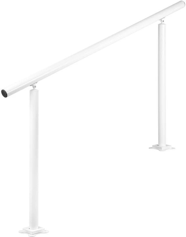 Alt view image 6 of 7 - Outdoor Stair Railing Kit, 5 FT Handrails 0-5 Steps, Adjustable Angle White Aluminum Stair Hand Rail for The Elderly, Handrails for Outdoor Steps