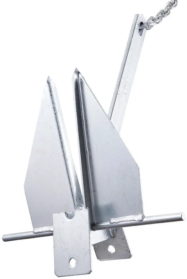 Alt view image 2 of 7 - Fluke Style Anchor Kit, 13 LBS Hot-Dipped Galvanized Steel Fluke Anchor with 7.9' Chain, 101' Rope and Two 0.4" Shackles, Marine Boat Anchor for Small Vessels Under 30', Seas, Rivers and Shores