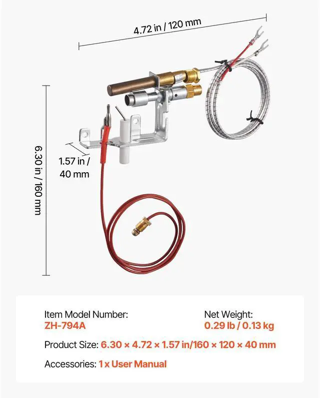 Alt view image 6 of 7 - Gas Pilot Assembly, OE 103779-01, PP231, NG8218 Fireplace Natural Gas Ignition Replacement, Compatible with CIVF-25, CIVF-25CF, VFH-33M, VFH-33R, VFH-33T, VFHS-20R, VFSR-16, VFSR-18 Models