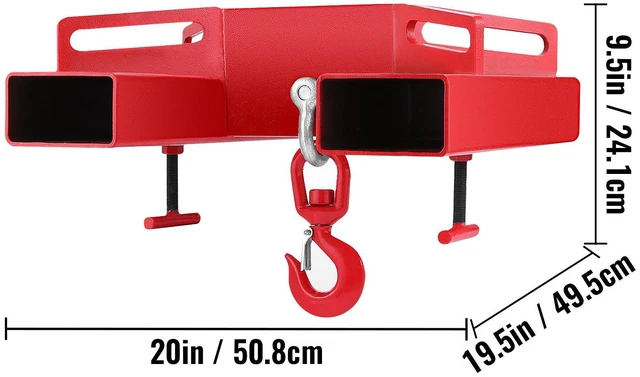 Alt view image 2 of 7 - Forklift Lifting Hook, 6600lbs Capacity Forklift Lifting Hoist, Red Forklift Mobile Crane with Swivel Hook and Two Large T-Screws, Hook Forklift Lifting Hoist, Fork Lifting Attachment