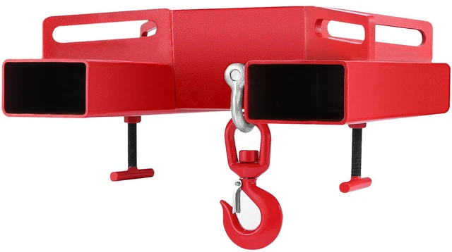 Alt view image 6 of 7 - Forklift Lifting Hook, 6600lbs Capacity Forklift Lifting Hoist, Red Forklift Mobile Crane with Swivel Hook and Two Large T-Screws, Hook Forklift Lifting Hoist, Fork Lifting Attachment