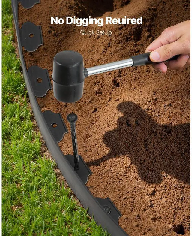 Alt view image 4 of 6 - Landscape Edging 33ft x 4in L-Shaped Durable Plastic Garden Border No Dig