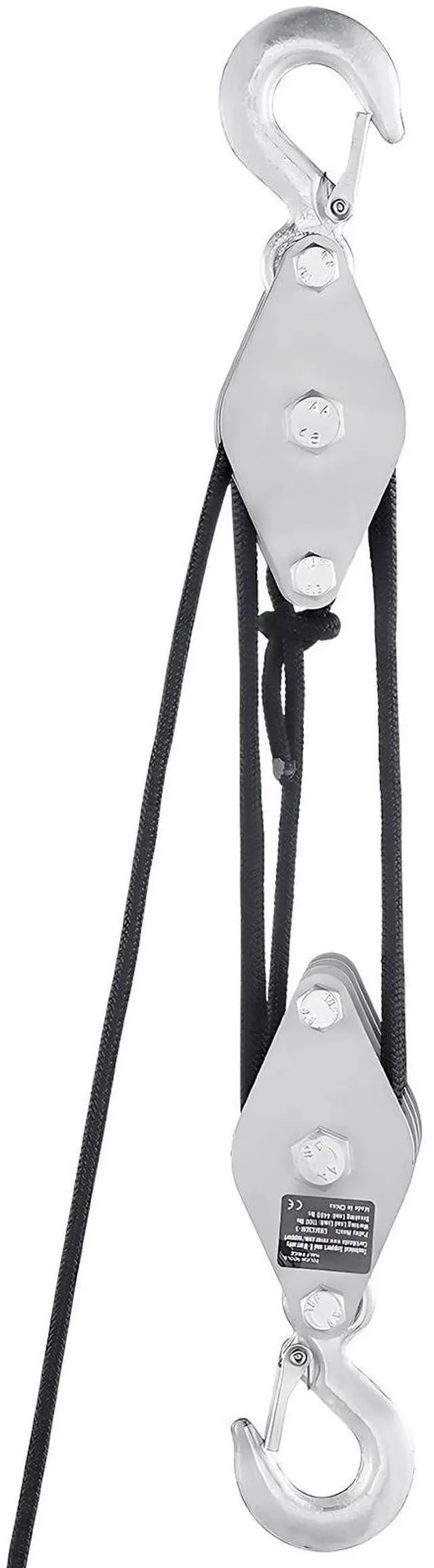 Alt view image 7 of 7 - 4400 lbs Rope Hoist Pulley System Block and Tackle 5:1 Lifting Ratio 100 ft Rope
