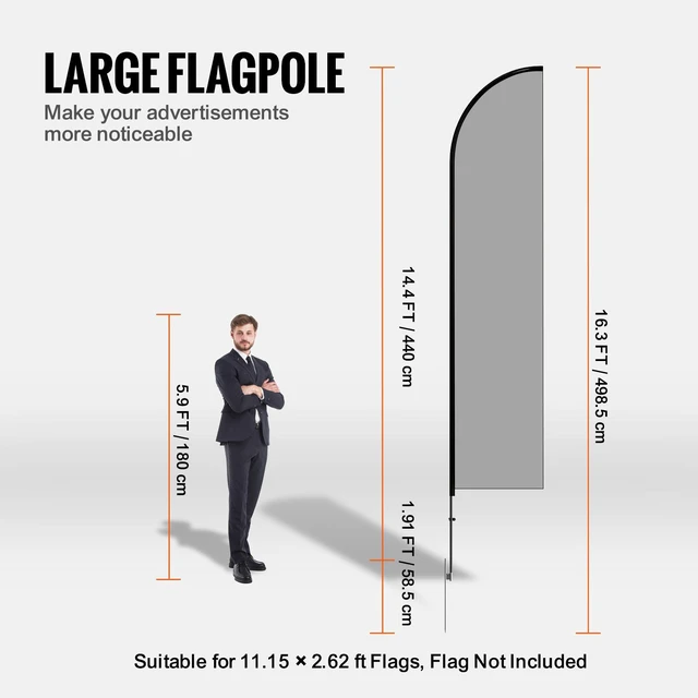 Alt view image 5 of 6 - Feather Flag Pole Kit 2 Packs Swooper Flag Pole 16.3 ft with Ground Stakes