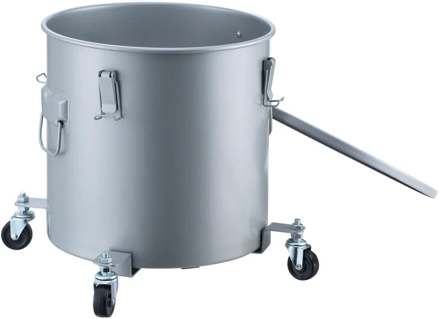 Alt view image 4 of 5 - Fryer Grease Bucket, 8 Gal Oil Disposal Caddy with Caster Base, Carbon Steel with Rust-Proof Coating, Oil Transport Container with Lid, Lock Clips, Filter Bag for Hot Cooking Oil Filtering, Gray