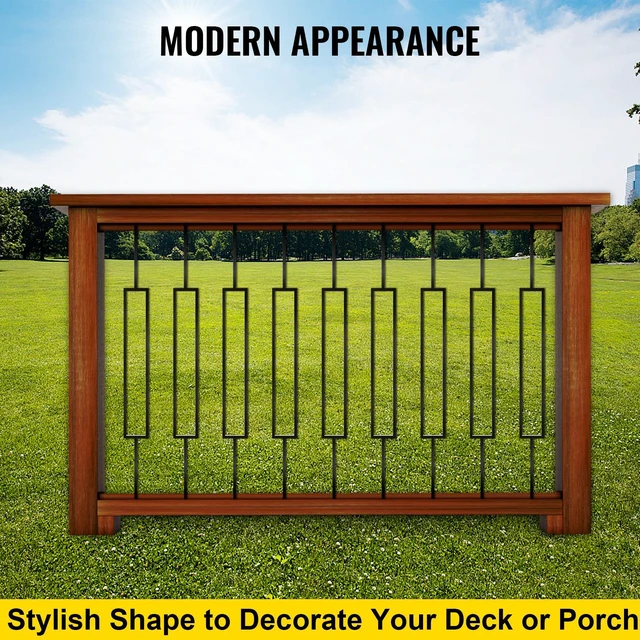 Alt view image 5 of 7 - Deck Balusters, 10 Pack Metal Deck Spindles, 44"x0.5" Staircase Baluster with Screws, Iron Deck Railing for Wood and Composite Deck, Stylish Black Baluster for Outdoor Stair Deck Porch