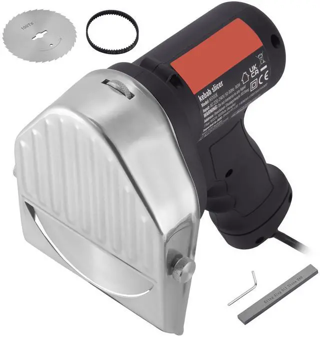 Alt view image 6 of 7 - Electric Shawarma Knife, 80W Professional Turkish Kebab Knife, Commercial Stainless Steel Gyro Cutter, Doner Kebab Meat Slicer with 2 Blades, 4"/100mm Blade Diameter, 0-8mm Adjustable Thickness