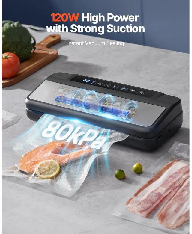Alt view image 3 of 7 - 7-in-1 Vacuum Sealer Machine Fast-Compact Automatic Food Saver 120W Bags & Roll
