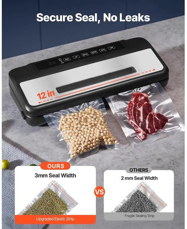 Alt view image 5 of 7 - 7-in-1 Vacuum Sealer Machine Fast-Compact Automatic Food Saver 120W Bags & Roll
