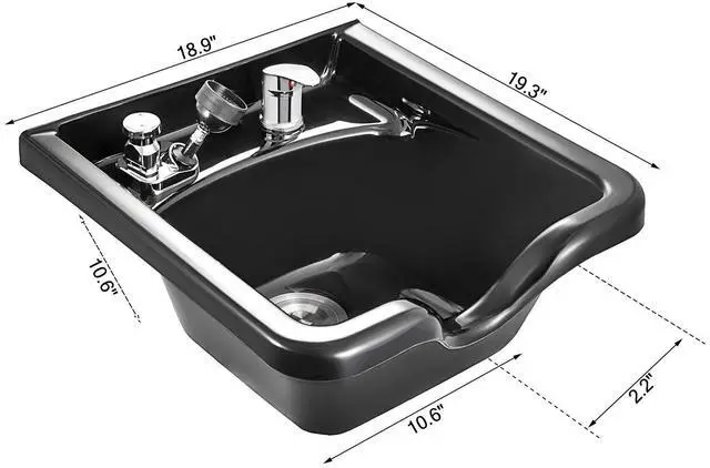 Alt view image 3 of 7 - Shampoo Bowl Sink Black ABS Plastic Salon and Spa Hair Sink Beauty Salon Equipment for Hair Stylists