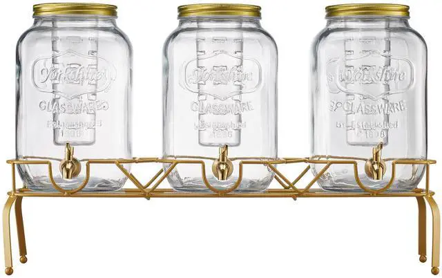Alt view image 4 of 6 - Drink Dispenser 2 Gal Beverage Dispenser for Parties Glass with Stand 3PCS