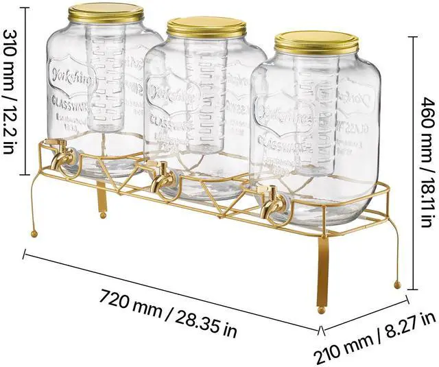 Alt view image 5 of 6 - Drink Dispenser 2 Gal Beverage Dispenser for Parties Glass with Stand 3PCS