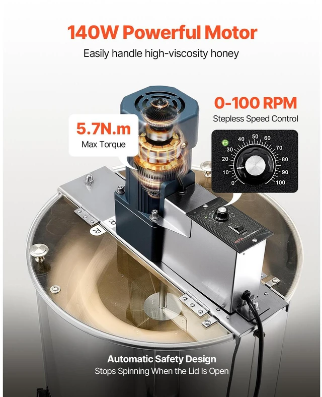 Alt view image 6 of 7 - Electric Honey Extractor 3 Frame Beekeeping Honeycomb Spinner Stainless Steel