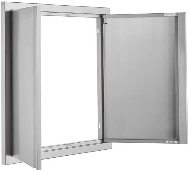 Alt view image 3 of 7 - BBQ Access Door, 24W x 24H Inch Double Outdoor Kitchen Door, Stainless Steel Flush Mount Door, Wall Vertical Door with Recessed Handles , for BBQ Island, Grilling Station, Outside Cabinet