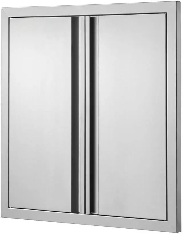 Alt view image 2 of 7 - BBQ Access Door, 24W x 24H Inch Double Outdoor Kitchen Door, Stainless Steel Flush Mount Door, Wall Vertical Door with Recessed Handles , for BBQ Island, Grilling Station, Outside Cabinet
