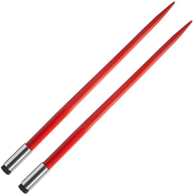 Alt view image 4 of 7 - Pair Hay Spear 43" Bale Spear 3000 lbs Capacity, Bale Spike Quick Attach Square Hay Bale Spears 1 3/4", Red Coated Bale Forks, Bale Hay Spike with Hex Nut & Sleeve for Buckets Tractors Loaders