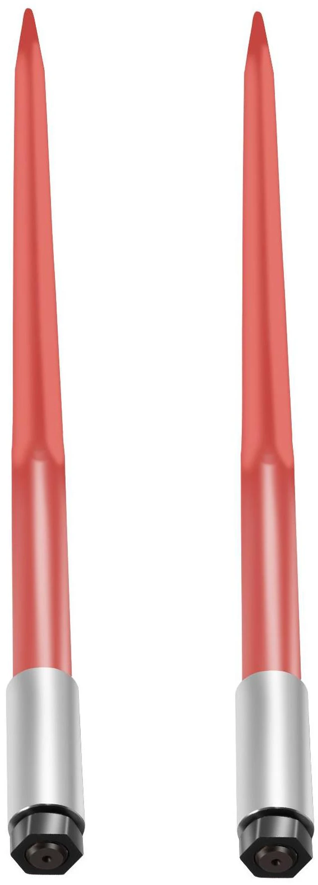 Alt view image 7 of 7 - Pair Hay Spear 43" Bale Spear 3000 lbs Capacity, Bale Spike Quick Attach Square Hay Bale Spears 1 3/4", Red Coated Bale Forks, Bale Hay Spike with Hex Nut & Sleeve for Buckets Tractors Loaders