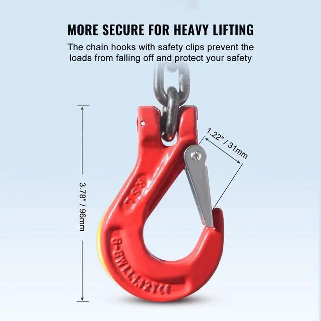 Alt view image 3 of 7 - 1/4" x 5' Chain Sling 4 Legs G80 Lifting Chain with Grab Hooks 6600 lbs