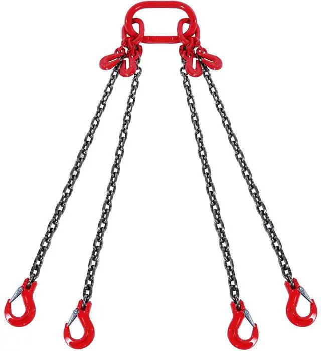 Main image of 1/4" x 5' Chain Sling 4 Legs G80 Lifting Chain with Grab Hooks 6600 lbs