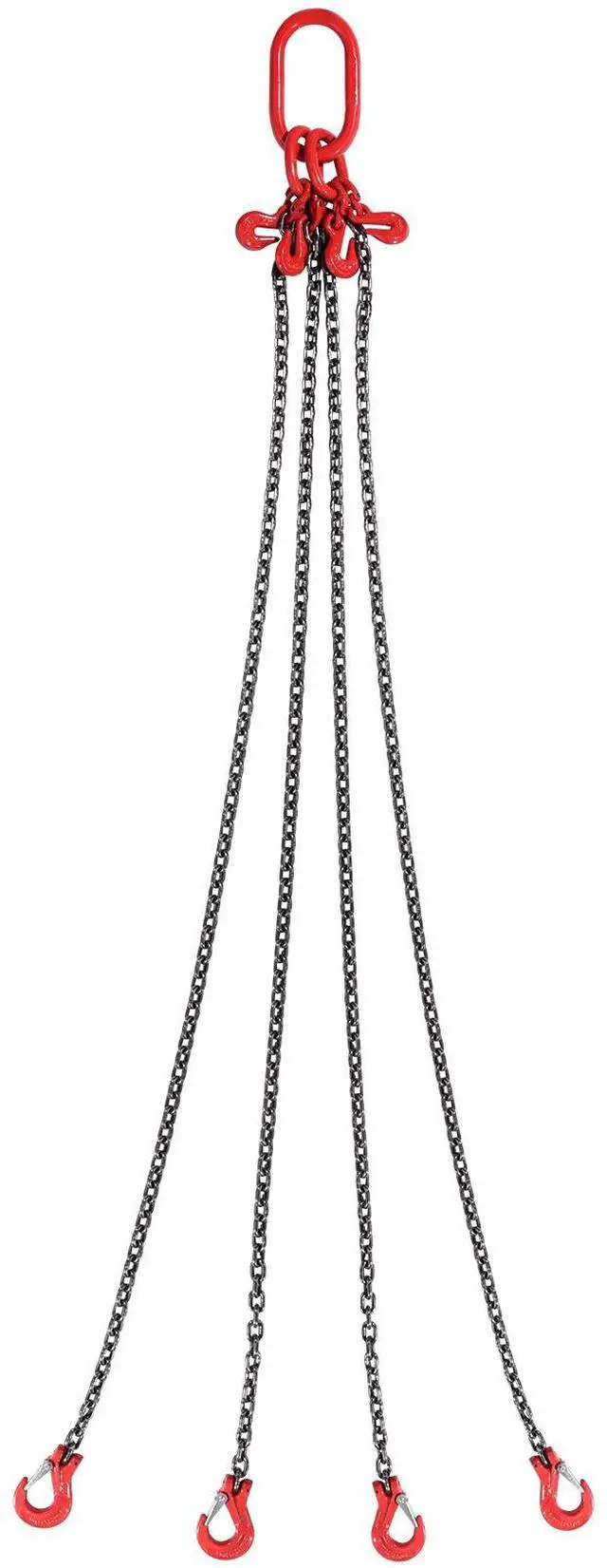 Alt view image 2 of 7 - 1/4" x 5' Chain Sling 4 Legs G80 Lifting Chain with Grab Hooks 6600 lbs