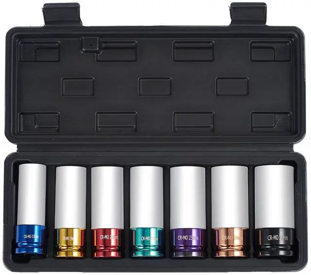 Alt view image 4 of 7 - Lug Nut Impact Socket Set 1/2 in Drive Metric 6-Point Deep Socket 7PCS