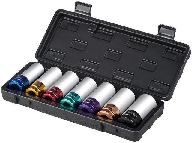 Alt view image 6 of 7 - Lug Nut Impact Socket Set 1/2 in Drive Metric 6-Point Deep Socket 7PCS
