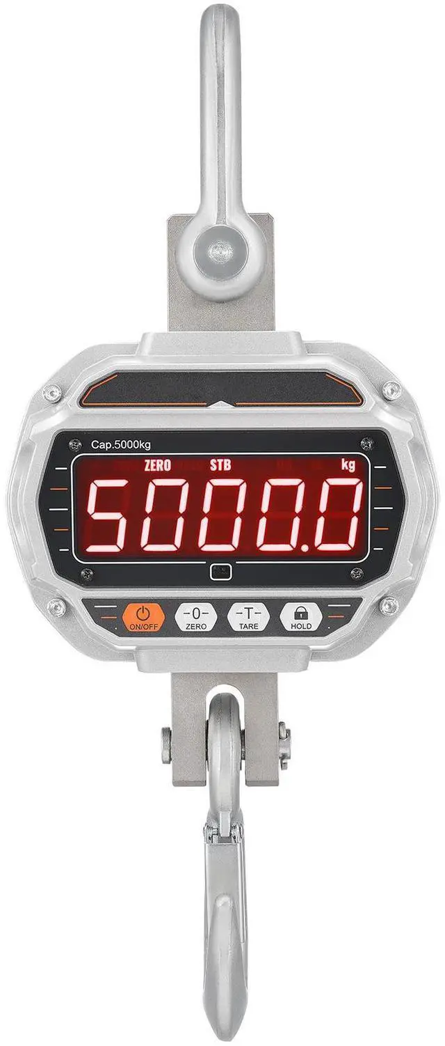 Alt view image 3 of 7 - Digital Crane Scale, 11000 lbs/5000 kg, Industrial Heavy Duty Hanging Scale with Remote Control, Cast Aluminum Case & LED Screen, High Precision for Construction, Factory, Farm, Hunting (Silver)