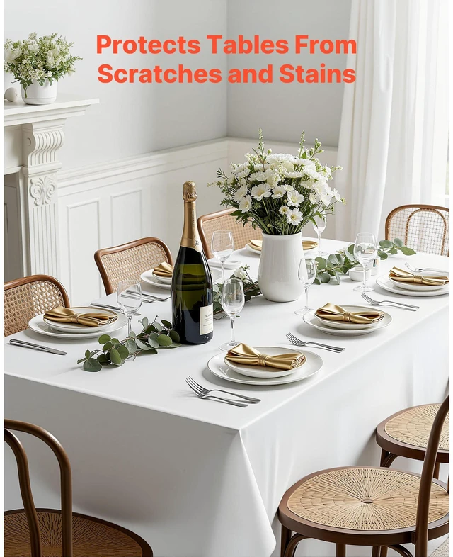 Alt view image 7 of 7 - White Tablecloths for Rectangle Tables, 10 Pack, 60 x 102 Inches, Reusable and Machine Washable Table Clothes, Wrinkle-Resistant Polyester Fabric Table Covers for Wedding, Party, Banquet