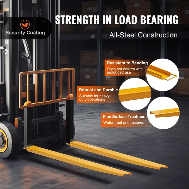 Alt view image 4 of 7 - Pallet Fork Extensions, 72" Length 5.5" Width, Heavy Duty Carbon Steel Fork Extensions for Forklifts, 1 Pair Forklift Extensions, Industrial Forklift Fork Attachments for Forklift Truck, Yellow