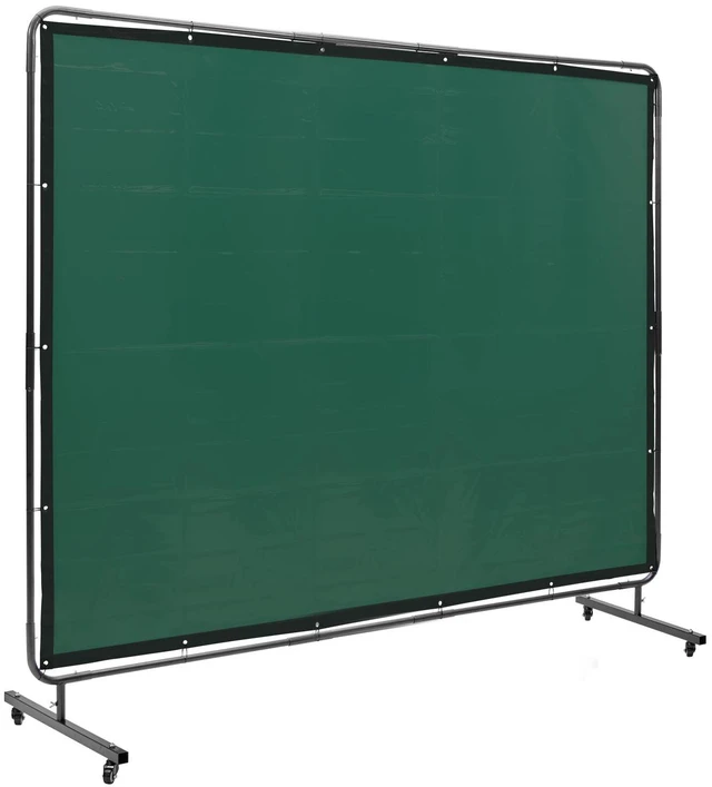 Main image of Welding Screen with Frame, 6' x 8' Welding Curtain Screen, Flame-Resistant Vinyl Welding Protection Screen on 4 Swivel Wheels (2 Lockable), Moveable & Professional for Workshop/Industrial, Green