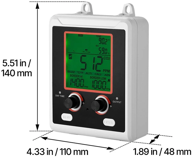 Alt view image 7 of 7 - Carbon Dioxide Monitoring Controller, Dual Outlets Carbon Dioxide Controller, CO2 Meter Monitor Day and Night Detection Feature, NDIR CO2 Sensor for Green House, Laboratories, Classrooms, Home