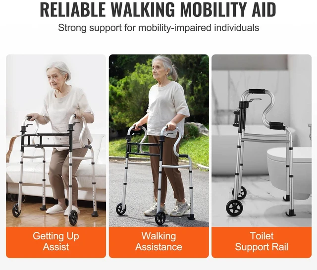 Alt view image 6 of 7 - Folding Walker Stand-Assist Folding Walkers with Adjustable Height & Width
