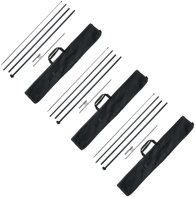 Main image of Feather Flag Pole Kit 3 Packs Swooper Flag Pole 16.3 ft with Ground Stakes