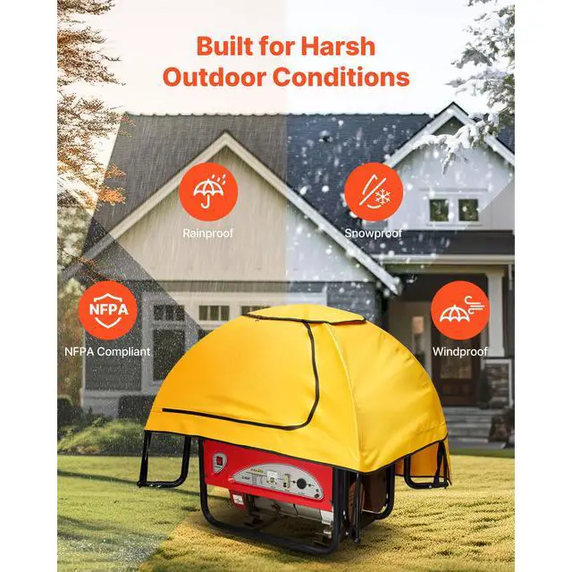 Alt view image 7 of 7 - Generator Cover Universal Waterproof Cover 36x26x26in for 70-108in Yellow