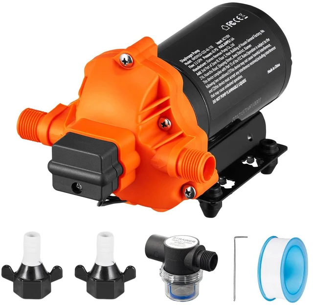 Main image of Water Diaphragm Pump, 110V AC, 3.3 GPM Flow, 45 PSI Rated Pressure (40-80 PSI Adjustable), 1/2" MNPT Self Priming Sprayer Pump with Pressure Switch for RV Camper Marine Boat Lawn, FCC Certified