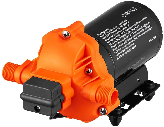 Alt view image 6 of 7 - Water Diaphragm Pump, 110V AC, 3.3 GPM Flow, 45 PSI Rated Pressure (40-80 PSI Adjustable), 1/2" MNPT Self Priming Sprayer Pump with Pressure Switch for RV Camper Marine Boat Lawn, FCC Certified